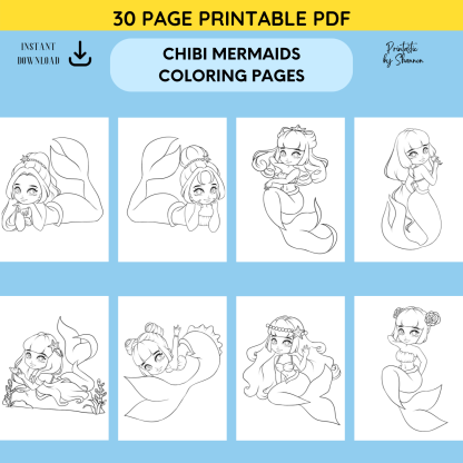 Chibi Mermaids Coloring Pages
