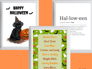 Set of 3 Halloween Wall Art Digital Prints | Funny Definition | Happy Halloween | Favorites | Ghosts | Pumpkin