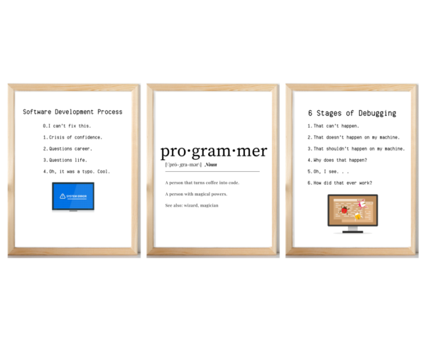Software Engineer Funny Wall Art, Gift for Programmer, Set of Digital Prints, Debugging Humor, Funny Definition - Image 2