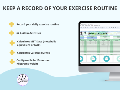 Easy to use Activity Calculator the perfect tool to help you monitor and see the benefit of your exercise activities Google Sheets - Image 2