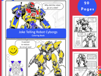 Robots Telling Jokes, Robot Cyborgs Coloring Book, Comic Coloring Book, Comic Strip Color, Robot Graphic Novel, Dad Jokes, Boys Coloring