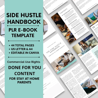 Side Hustle Handbook: For Stay-at-Home Parents | PLR Digital Book | Private Label eBook | Editable Rebrandable | Done for You White Label