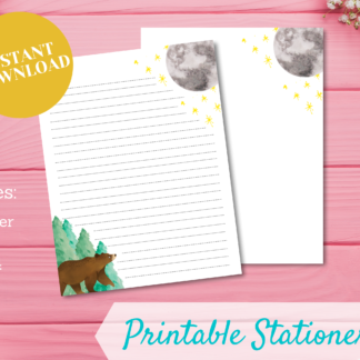 printable stationery forest bear
