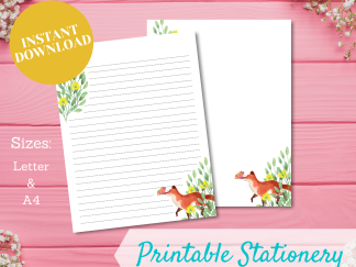printable stationery forest fox