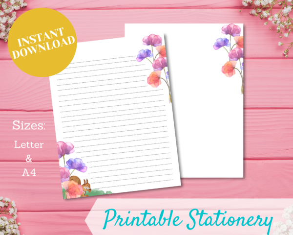 printable stationery forest squirrel