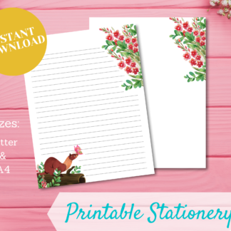 printable stationery forest weasel