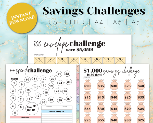 saving challenges printables