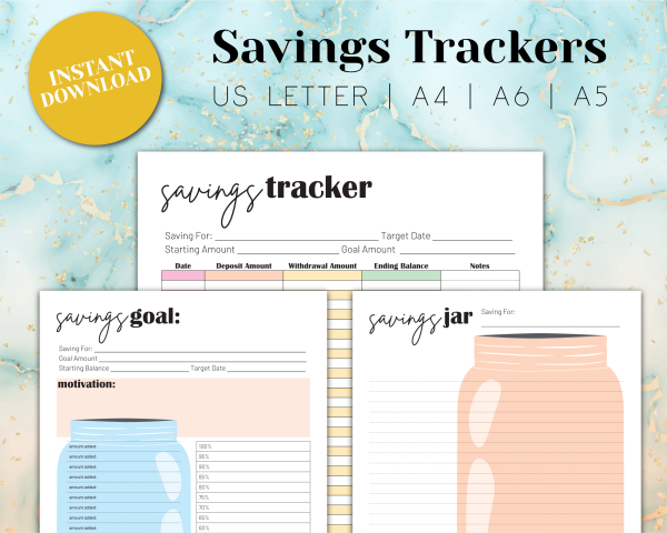 savings tracker printables
