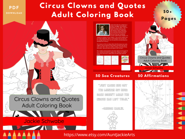PRINTABLE COLORING Pages | Circus Clowns and Quotes Adult Coloring Book, 50+ Pages, Circus, Clowns, and Sassy Quotes, US Letter