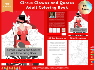 PRINTABLE COLORING Pages | Circus Clowns and Quotes Adult Coloring Book, 50+ Pages, Circus, Clowns, and Sassy Quotes, US Letter