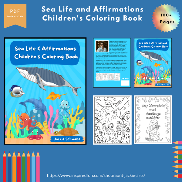 Sea Life and Affirmations - Coloring Page - Listing Image #1