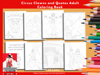 PRINTABLE COLORING Pages | Circus Clowns and Quotes Adult Coloring Book, 50+ Pages, Circus, Clowns, and Sassy Quotes, US Letter - Image 5