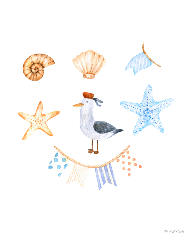 Seagull and Shells Nautical Wall Art - Image 2