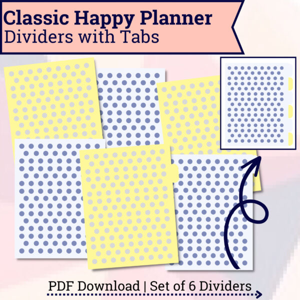 Planner Dividers with Tabs_Yellow & Blue Polka Dots