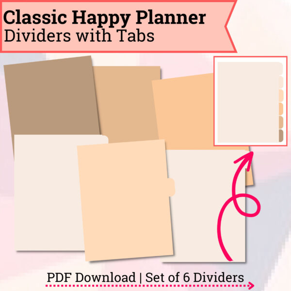 Planner Dividers with Tabs _ Shades of Pink