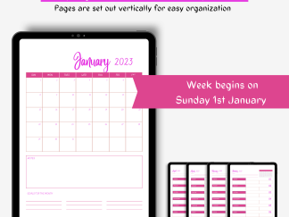 Pretty Pink Vertical Planner 2023