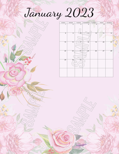 2023 Beautiful Spring All Year Portrait Printable Calendar - Image 2