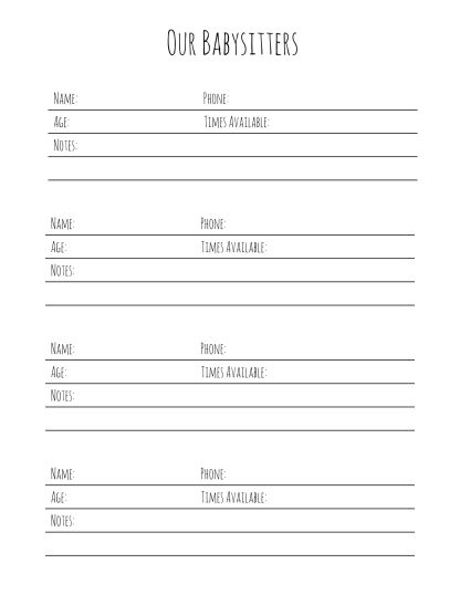 Babysitter Information Binder - Downloadable Printable - Image 11