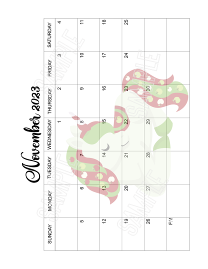 2023 Fun Unicorn Calendar Printable - Image 12