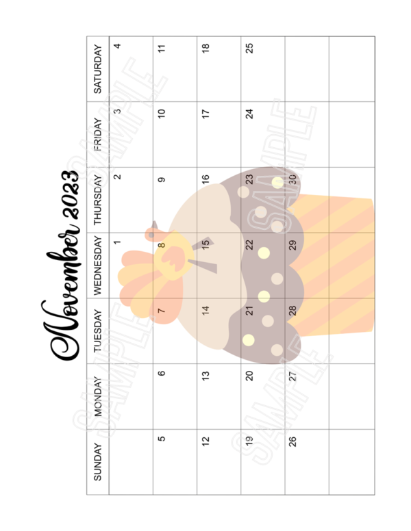 2023 Yummy Cupcake Calendar Printable - Image 12