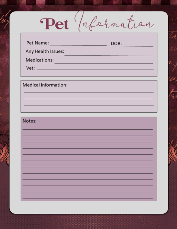 Printable Burgundy Vintage Ornate Final Wishes Estate Planner - Image 9