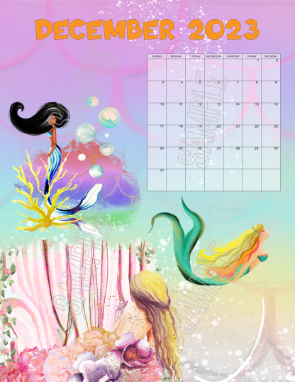2023 Colorful Mermaids Calendar Printable - Image 13