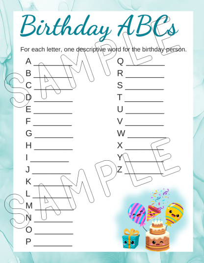 12 Printable Birthday Party Games With Silly Theme - Image 10