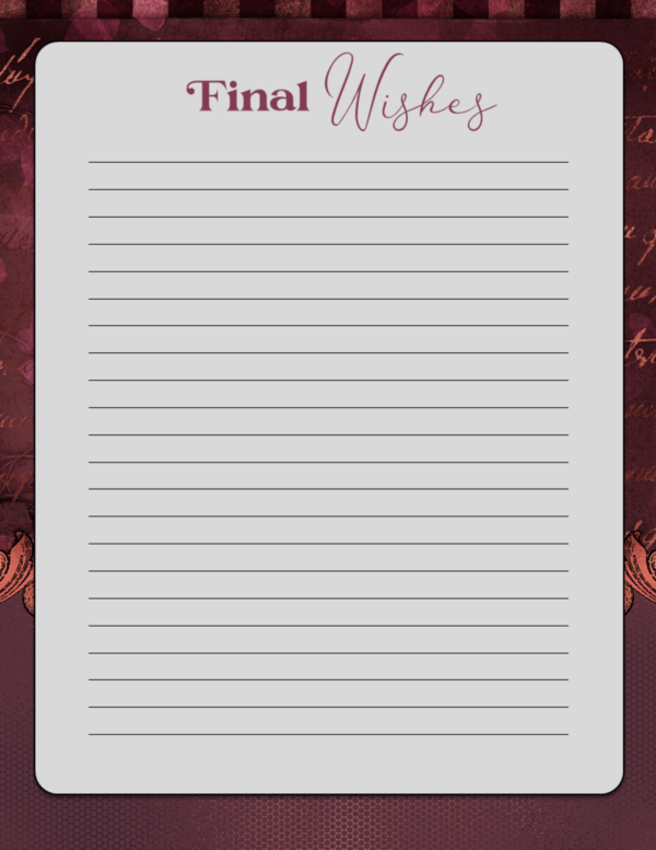Printable Burgundy Vintage Ornate Final Wishes Estate Planner - Image 11
