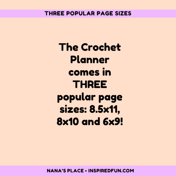 Crochet Planner sizes
