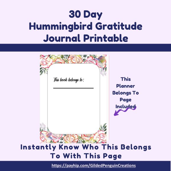 30 Day Hummingbird Gratitude Journal Printable - Image 2