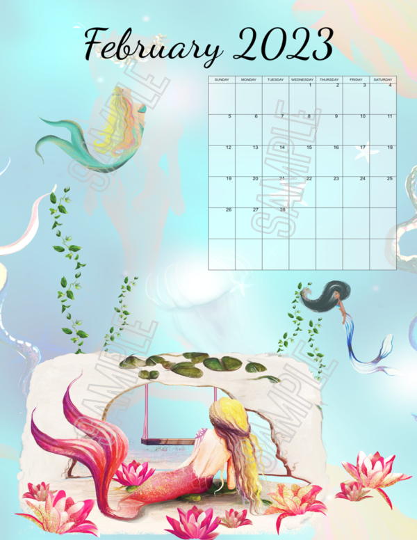 2023 Beautiful Mermaids Calendar Printable - Image 2