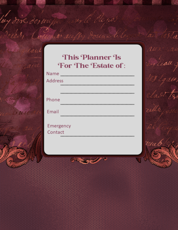Printable Burgundy Vintage Ornate Final Wishes Estate Planner - Image 3