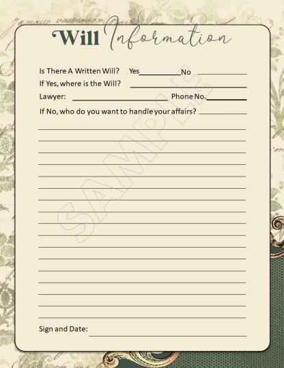 PRINTABLE Vintage Ornate Final Wishes Estate Planner - Image 28