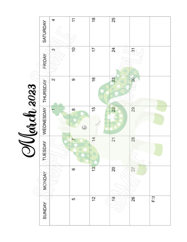 2023 Fun Unicorn Calendar Printable - Image 4