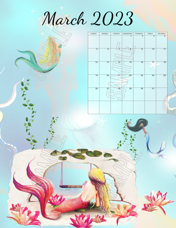 2023 Beautiful Mermaids Calendar Printable - Image 3
