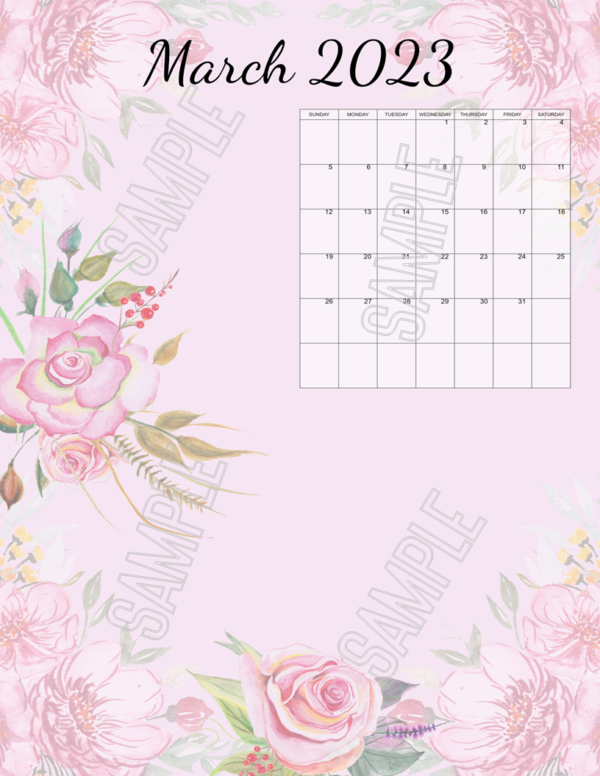 2023 Beautiful Spring All Year Portrait Printable Calendar - Image 4