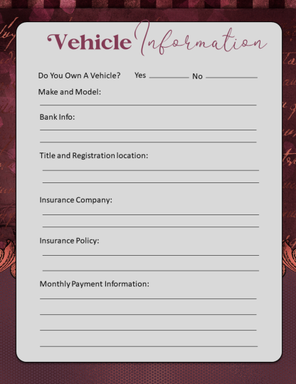 Fillable PDF Printable Burgundy Vintage Ornate Final Wishes Estate Planner - Image 22