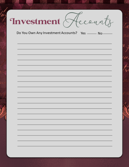 Fillable PDF Printable Burgundy Vintage Ornate Final Wishes Estate Planner - Image 23