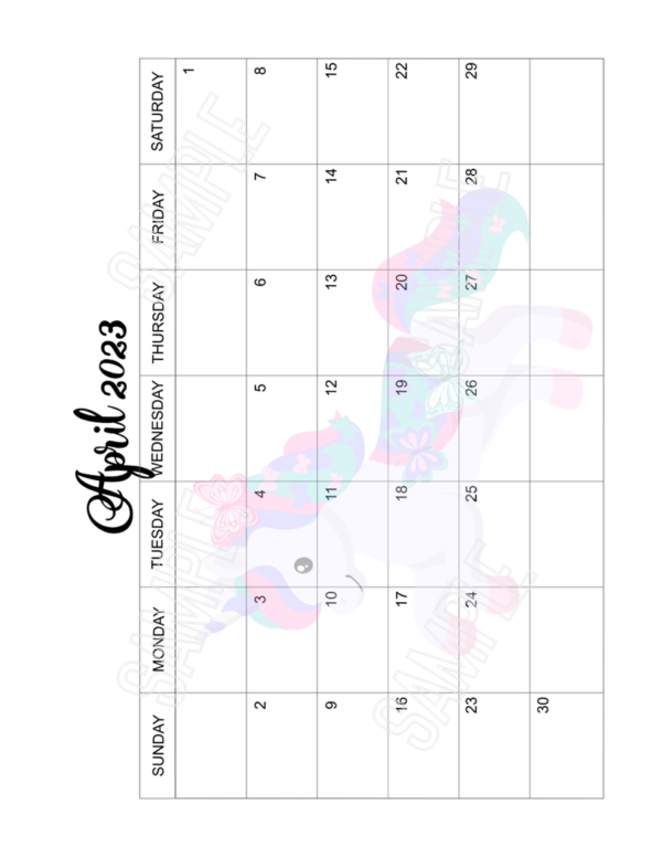 2023 Fun Unicorn Calendar Printable - Image 5