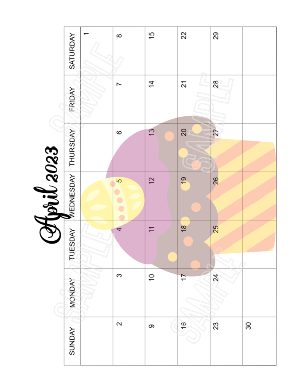 2023 Yummy Cupcake Calendar Printable - Image 5