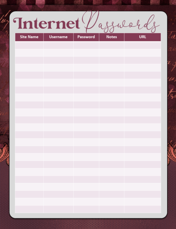 Printable Burgundy Vintage Ornate Final Wishes Estate Planner - Image 32