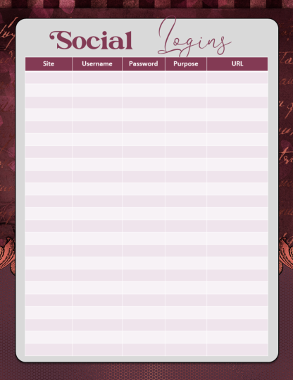 Fillable PDF Printable Burgundy Vintage Ornate Final Wishes Estate Planner - Image 34