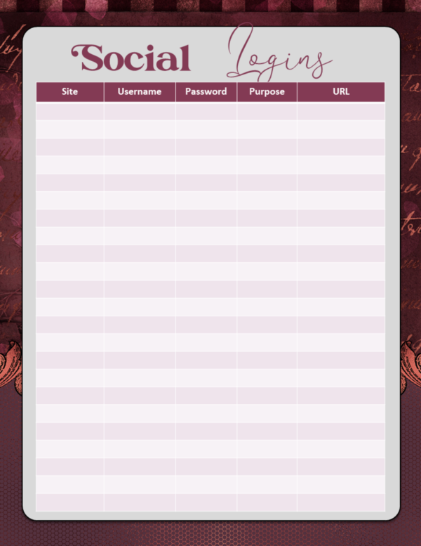 Printable Burgundy Vintage Ornate Final Wishes Estate Planner - Image 34