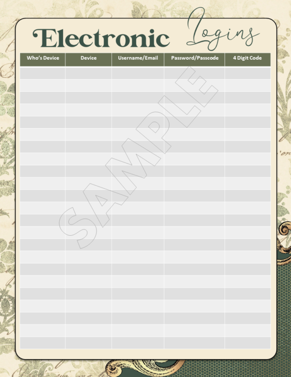 PRINTABLE Vintage Ornate Final Wishes Estate Planner - Image 48