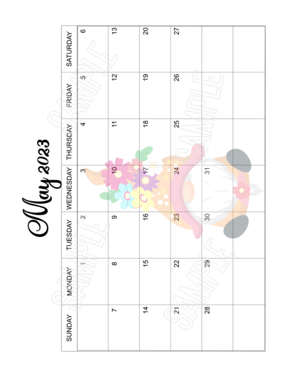 2023 Cute Gnomes Calendar Printable - Image 2