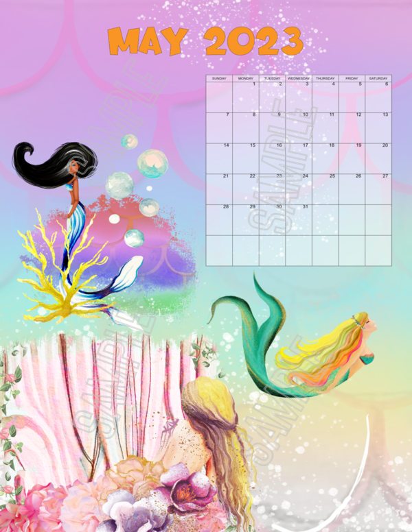 2023 Colorful Mermaids Calendar Printable - Image 6