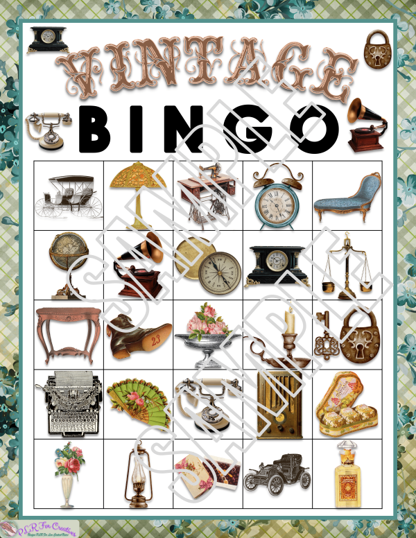 Vintage Bluegreen Wallpaper Bingo - Image 9
