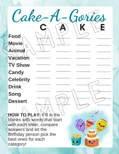 12 Printable Birthday Party Games With Silly Theme - Image 4
