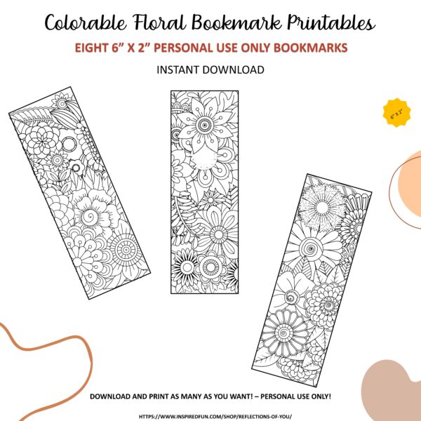 Colorable Floral Bookmark - Printable - Image 2