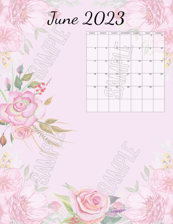 2023 Beautiful Spring All Year Portrait Printable Calendar - Image 7